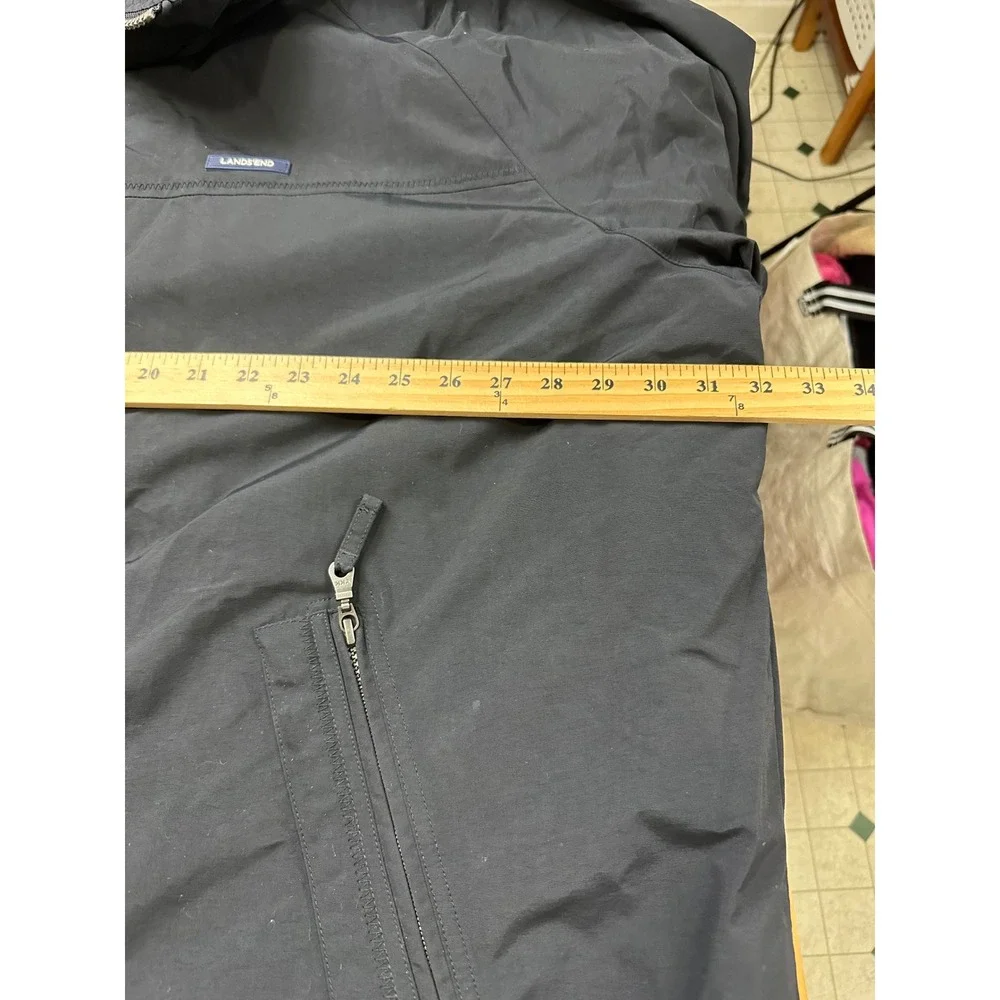 Lands End Squall Jacket Mens 3XL Tall Black Fleece Lined Full Zip Bomber 457210